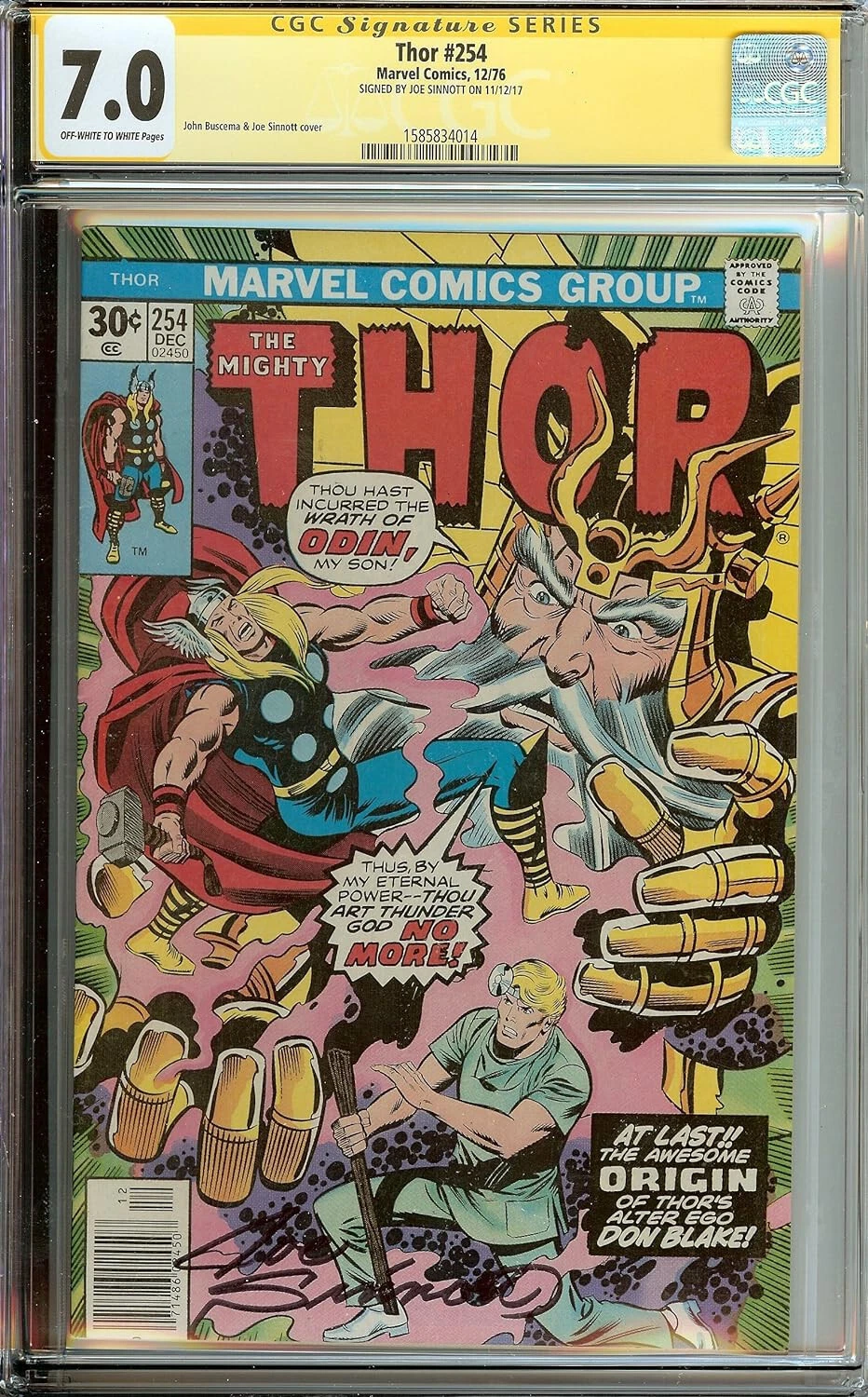 The Mighty Thor #254 CGC 7.0 – Signature Series – Signed by Joe Sinnott