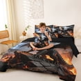 thumbnail image 3 of Metsweet Wildlife Dragon King Bedding 7pcs, Abstract Flame King Bed in a Bag, Black Orange Gray,Black Reversible, 3 of 6