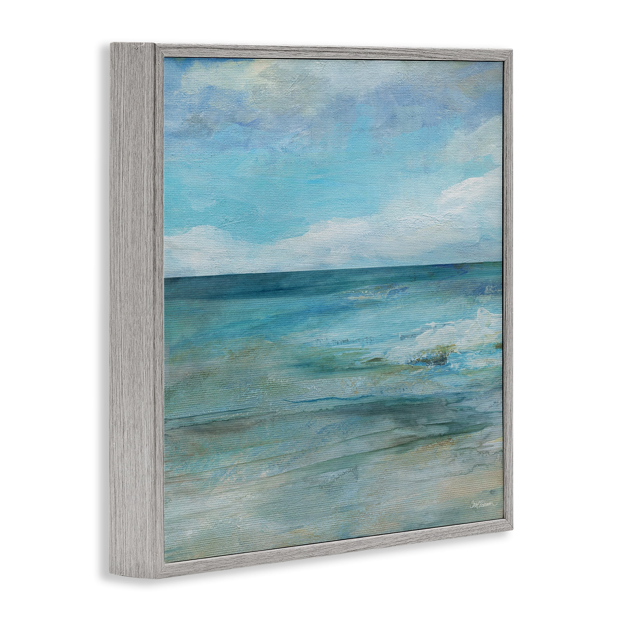 Stupell Industries Aqua Ocean Horizon Abstract Gray Framed Giclee Art, design by Carol Robinson