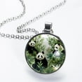 thumbnail image 2 of Panda Glass Design Circular Pendant Necklace - Stylish Jewelry for Women, 2 of 5