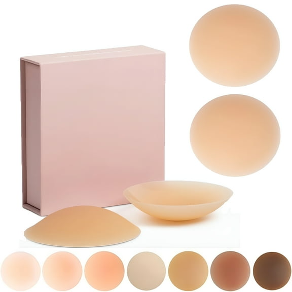 TELOLY Nipple Covers Full Coverage, Body Silicone Non Adhesive Breathable Nipple Cover Go Braless Seamless Cover