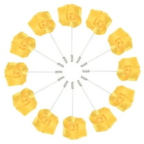 Uxcell 12-Pack Flower Lapel Pins for Men, Rose Boutonnieres Pin Groom Boutonnieres for Wedding/Dance/Party [Yellow]