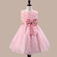thumbnail image 6 of hengsof Girls' Solid Color Party Dress Sleeveless Round Neck Bow Rose Suspender Mesh Tulle Skirt Sweet Princess Dress for Summer, 6 of 8