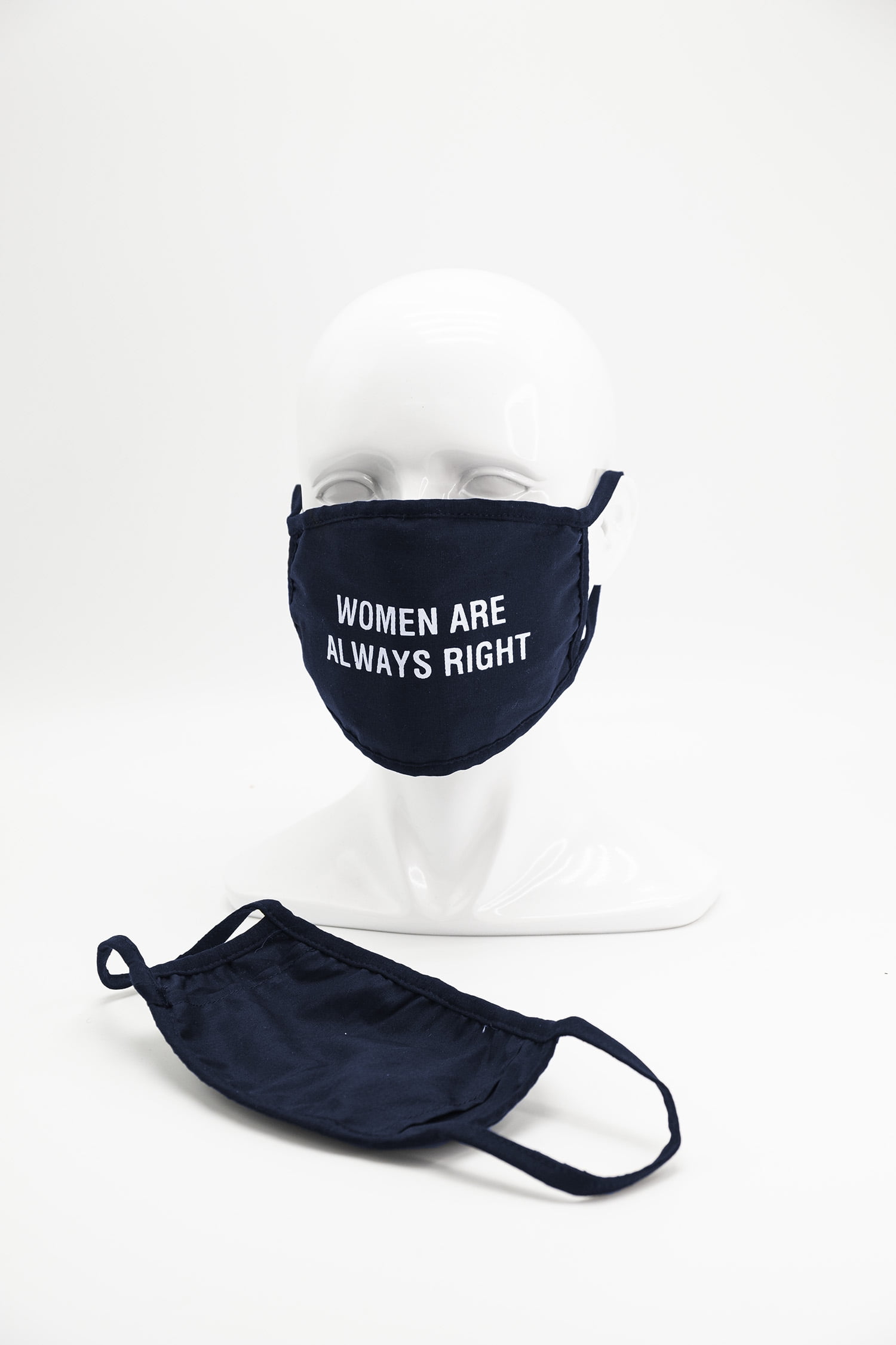 2 PACK 'WOMEN ARE ALWAYS RIGHT' FACE MASK COVERING SET - 1PC BLACK, 1PC NAVY