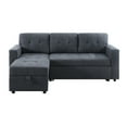 thumbnail image 6 of Pull-Out Sofa Bed - Compact Pull-Out Couch for Small Spaces and Living Rooms with Storage- Color:Dark Gray,Fabric:Velvet, 6 of 14