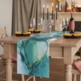 thumbnail image 6 of Turquoise Marble Cotton Linen Table Runner for Dining Kitchen, Abstract Minimalist Art Ombre Blue Wedding Outdoor Party Tablerunners Decoration, Dresser Scarf Coffee Tablecloth Runners 13x36 Inches, 6 of 8