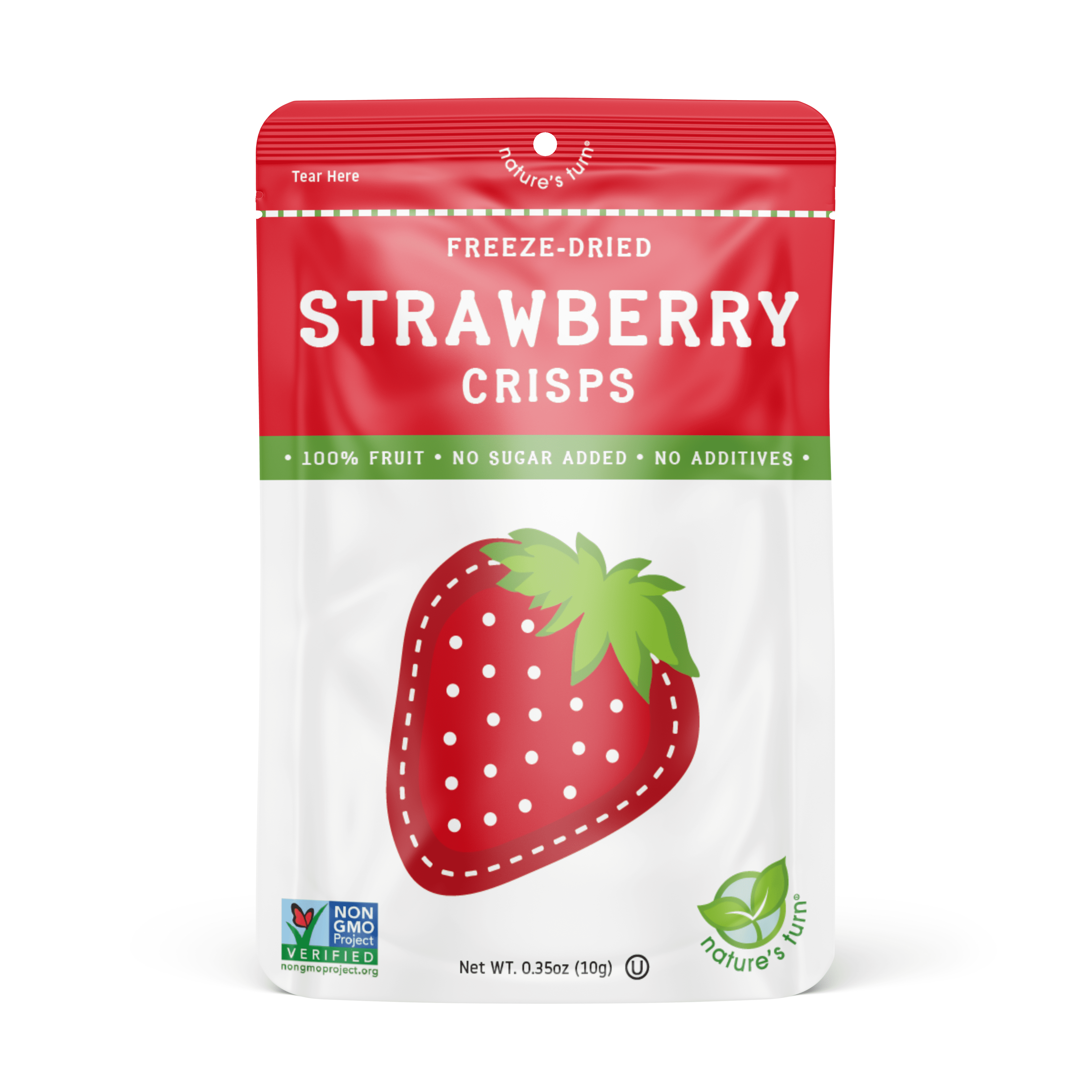 Nature’s Turn Freeze-Dried Strawberry Crisps, No Added Sugar, Healthy Natural Fruit Crisp Snack for School Lunches, 24 Pack (0.35 oz Each)