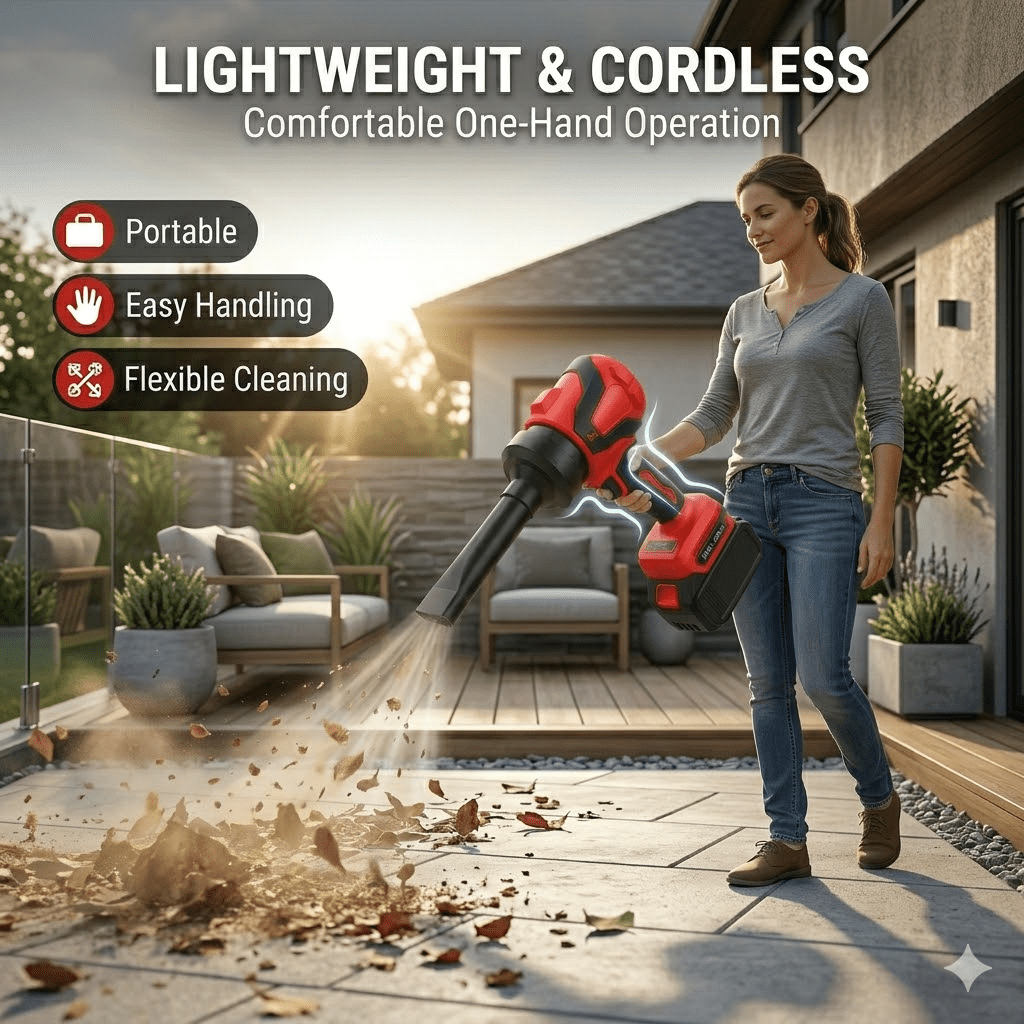 Cordless Leaf Blower Vacuum, 21V Brushless Electric Leaf Blower with 2 Batteries and Charger, Battery Powered Lawn Blower, 2-in-1 Small Handheld Blower Vacuum with Storage Case for Lawn Care,