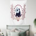 thumbnail image 4 of Panda Tapestry, Fluffy Mammal with Spring Flowers Surrounding, Wall Hanging for Bedroom Living Room Dorm Decor, 40W X 60L Inches, Ruby Baby Blue Pale Yellow Dark Grey, by Ambesonne, 4 of 5