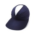 thumbnail image 6 of Chanana Women's UPF 50+ Sun Visor Hat, Twisted Design Wide Brim UV Protection Ponytail Cap, Lightweight Foldable Beach Hat for Golf Hiking Outdoor Activities Sport, Dark Blue, 6 of 6