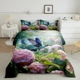 thumbnail image 3 of YST 7 Pcs 3D Hummingbird Bed In A Bag Pink Hydrangea Comforter Set King Rustic Floral Animal Bedding Sets Nature theme Sheet Set with Comforter All Season,Soft, 3 of 5
