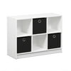 Furinno Basic 6 Cube Storage Organizer Bookcase with Bins, White & Black