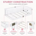 thumbnail image 5 of SESSLIFE Twin Montessori Floor Bed Frame with High Rails and Door, Wood Twin Floor Bed with Slats, Low Profile Kids Bed Frame for Boys Girls, No Box Spring Needed, White, 5 of 8