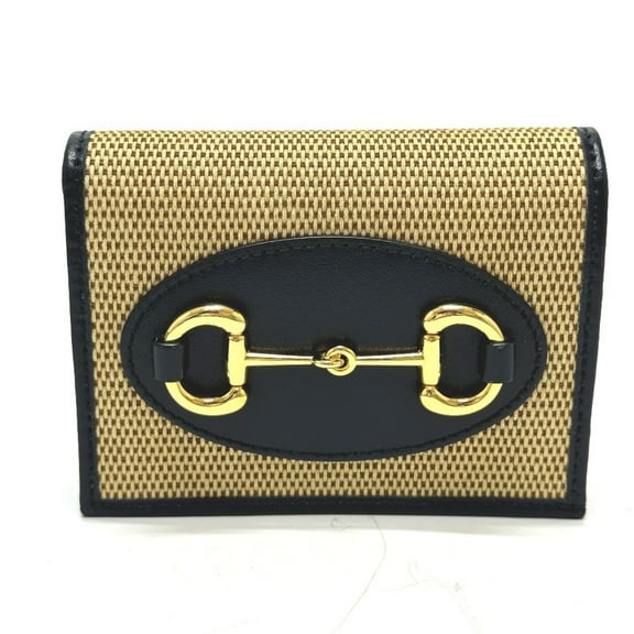 Pre-Owned GUCCI Horsebit Compact Wallet 621887, Tri-fold Canvas/Leather, Women's,... (Good)