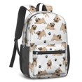 thumbnail image 2 of Pug and Dog Paw Print 17" Waterproof Oxford School Backpacks for Teens, S-Shape Padded Straps, for School, Travel, Hiking, Camping, 2 of 5