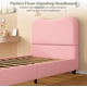 thumbnail image 4 of Tamaño individual marco cama niños con velvet forrado cabecero-cute low profile cama plataforma girls y boys. no necesita colchón base strong madera slats noise free fácil montaje (rosa), 4 of 6