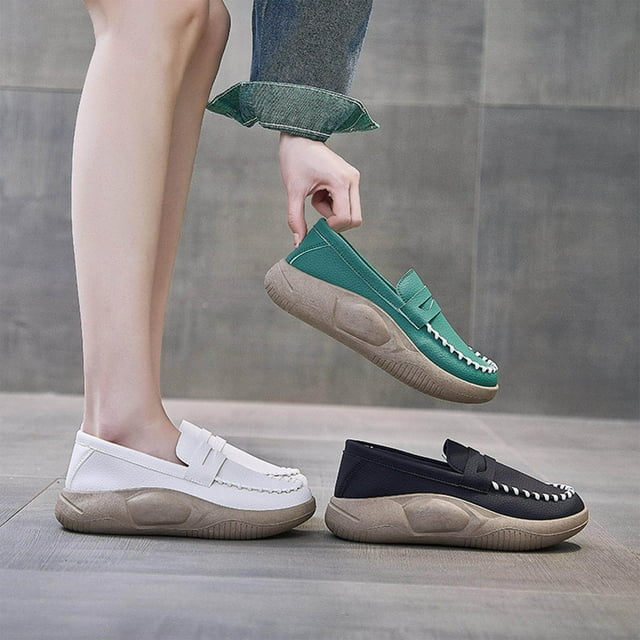 Xingzhi Chaussures Décontractées pour Femmes Confortables à Enfiler Douces pour Marche Intérieure Extérieure Vert 38