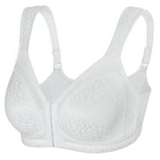 Exerin Women's Front Closure Full Coverage Wirefree Posture Back Plus Size Bra(White,38G)