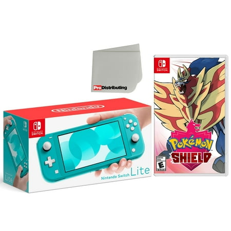 Nintendo Switch Lite 32GB Handheld Video Game Console in Turquoise with Pokemon Shield Game Bundle