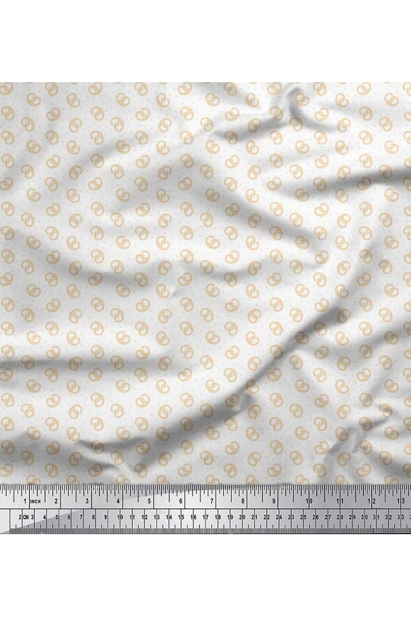 Rayon Fabric Dot & Pretzels Food Printed Fabric 1 Yard 42 Inch Wide