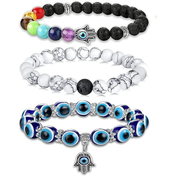 Evil Eye Bracelet Set Chakra Beaded Bracelets for Women Teen Girls Hamsa Mal De Ojo Bracelets With Crystals and Healing Stones Birthday Gifts for Women Her
