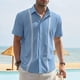 thumbnail image 1 of pstuiky camisetas de hombre, Camisa informal de manga corta con botones y cuello redondo a la moda para hombre camisas casuales para hombre m, 1 of 7
