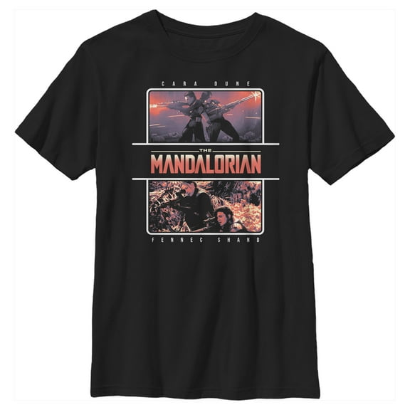 Boy's Star Wars: The Mandalorian Female Duo  Graphic Tee Black X Small