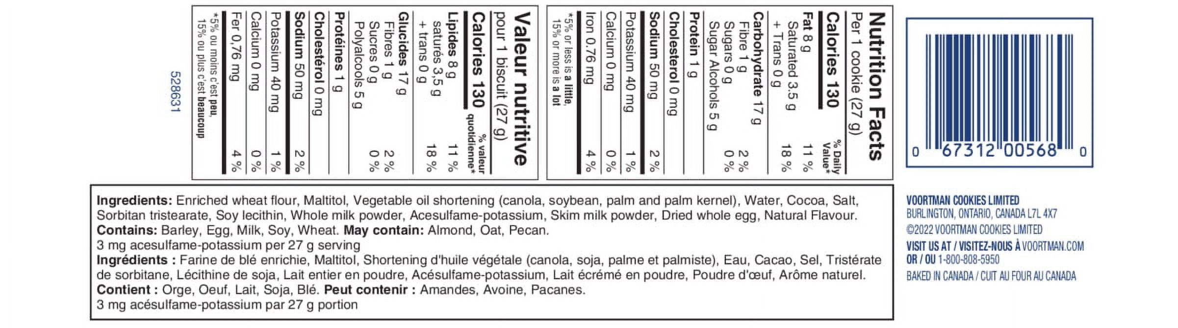 Voortman No Sugar Added Fudge Striped Shortbread Cookies, 320 g