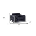thumbnail image 3 of Mod Black Leather and Chrome Deco Accent Chair, 3 of 8