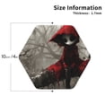 thumbnail image 3 of Honeii Dark Red Hooded Girl Print Leather Coaster Set of 6, Ideal for Safeguarding Your Furniture from Drinks Spills and Effortless Cleanup,Hexagon, 3 of 7