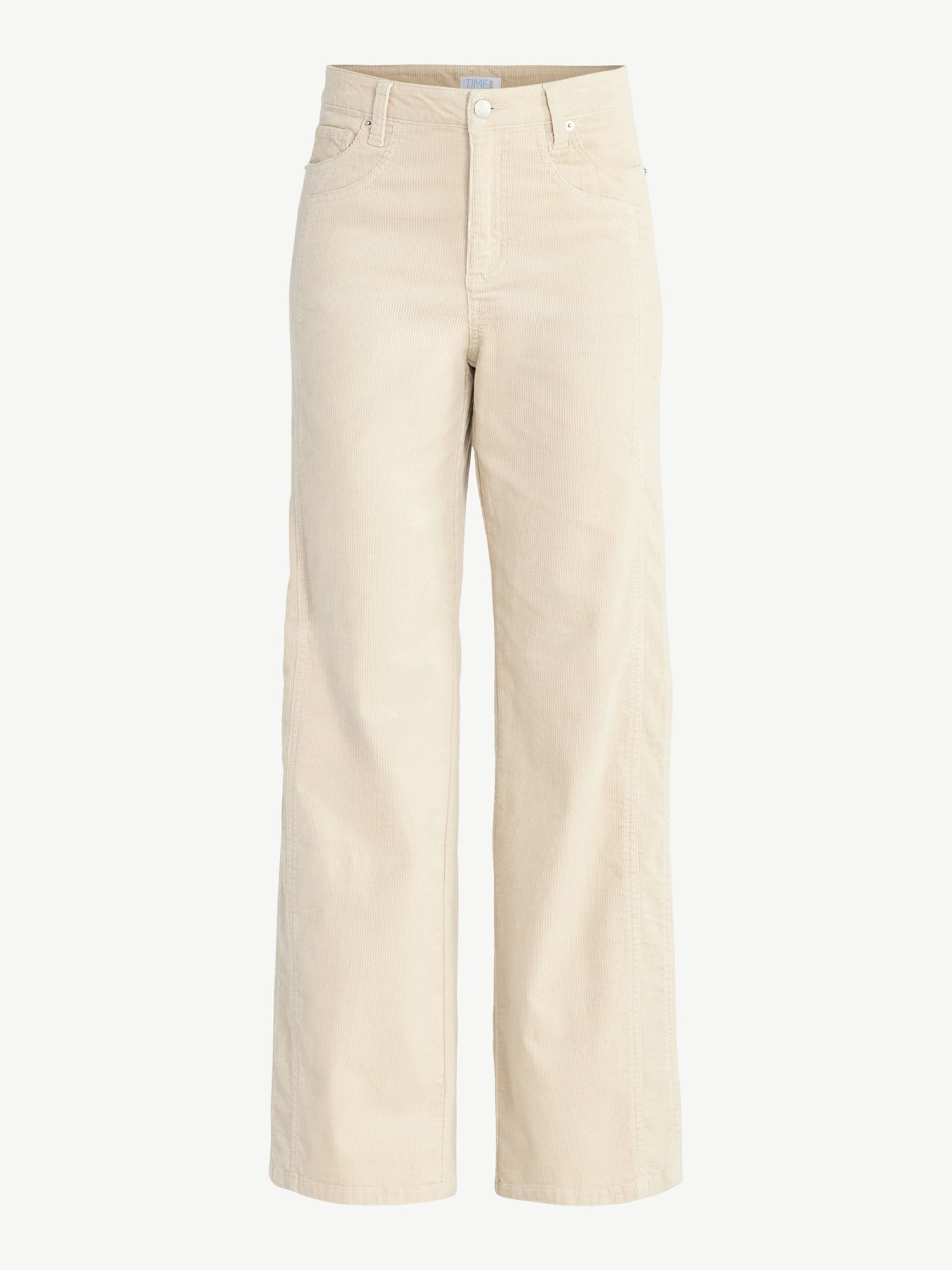 Time and Tru Women's and Women's Plus Corduroy Seamed Wide Leg Pants, 31" Inseam, Sizes 2-22
