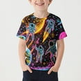 thumbnail image 6 of Lovzfmll Boys' Space Astronaut Print Short Sleeve Tee, Gradient Effect Casual Top for Summer, Loose Fit Crew Neck for Kids 5-6 Years, 6 of 6