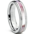 thumbnail image 1 of Bague Anneau Incrustée de Nacre en Titane pour Femme, Teintes Roses, Ajustement Confortable, 5 mm, 1 of 6