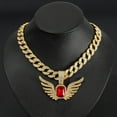 thumbnail image 2 of Hip Hop Cuban Chains Red Gemstone Wing Pendant Diamond Cuban Necklace for Men and Women 15mm Necklaces Jewelry Iced Out Bling Chain, 2 of 6