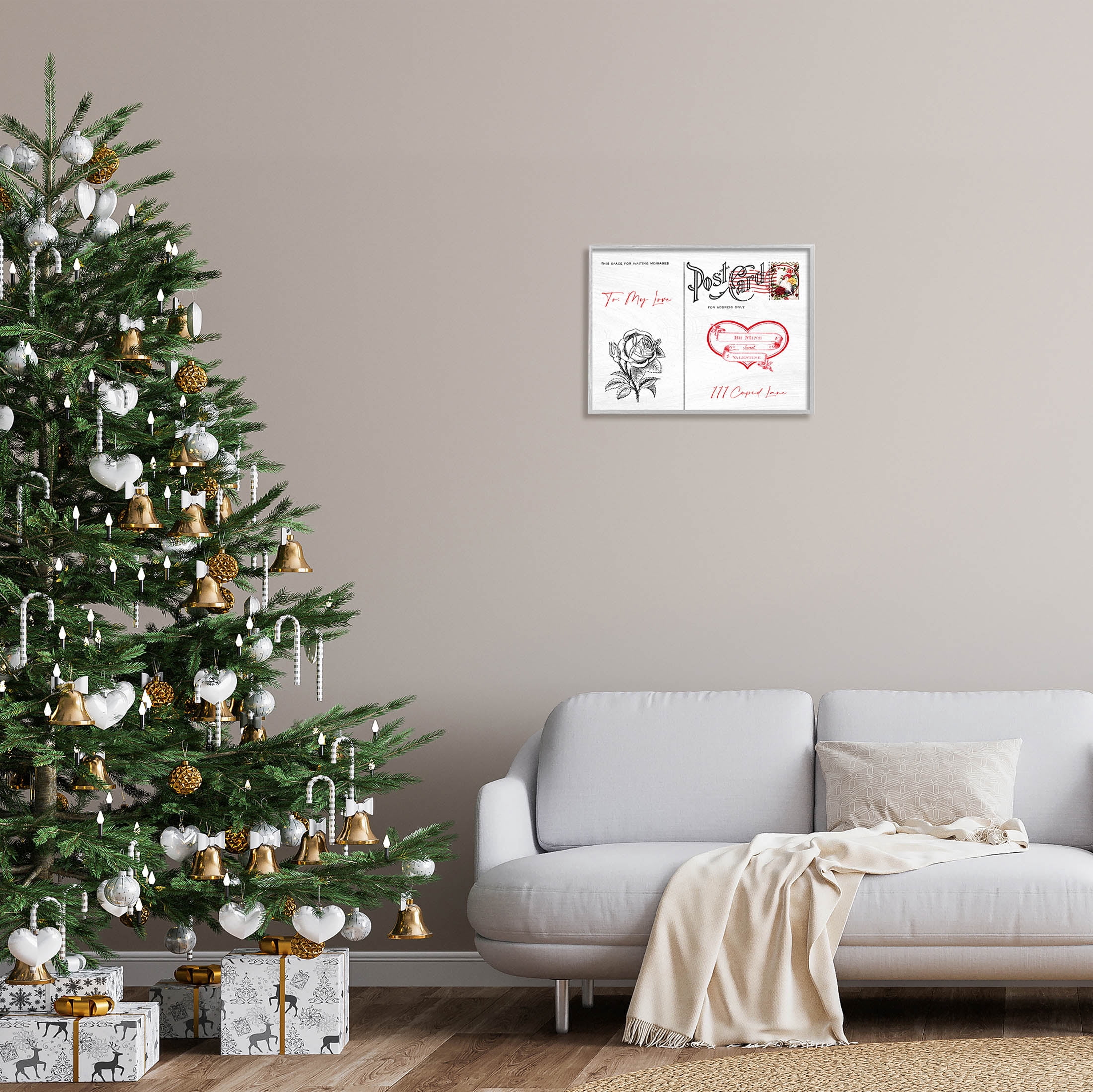 Stupell Industries To My Love Valentines Postcard Graphic Art Gray Framed Art Print Wall Art, Design by Lil' Rue