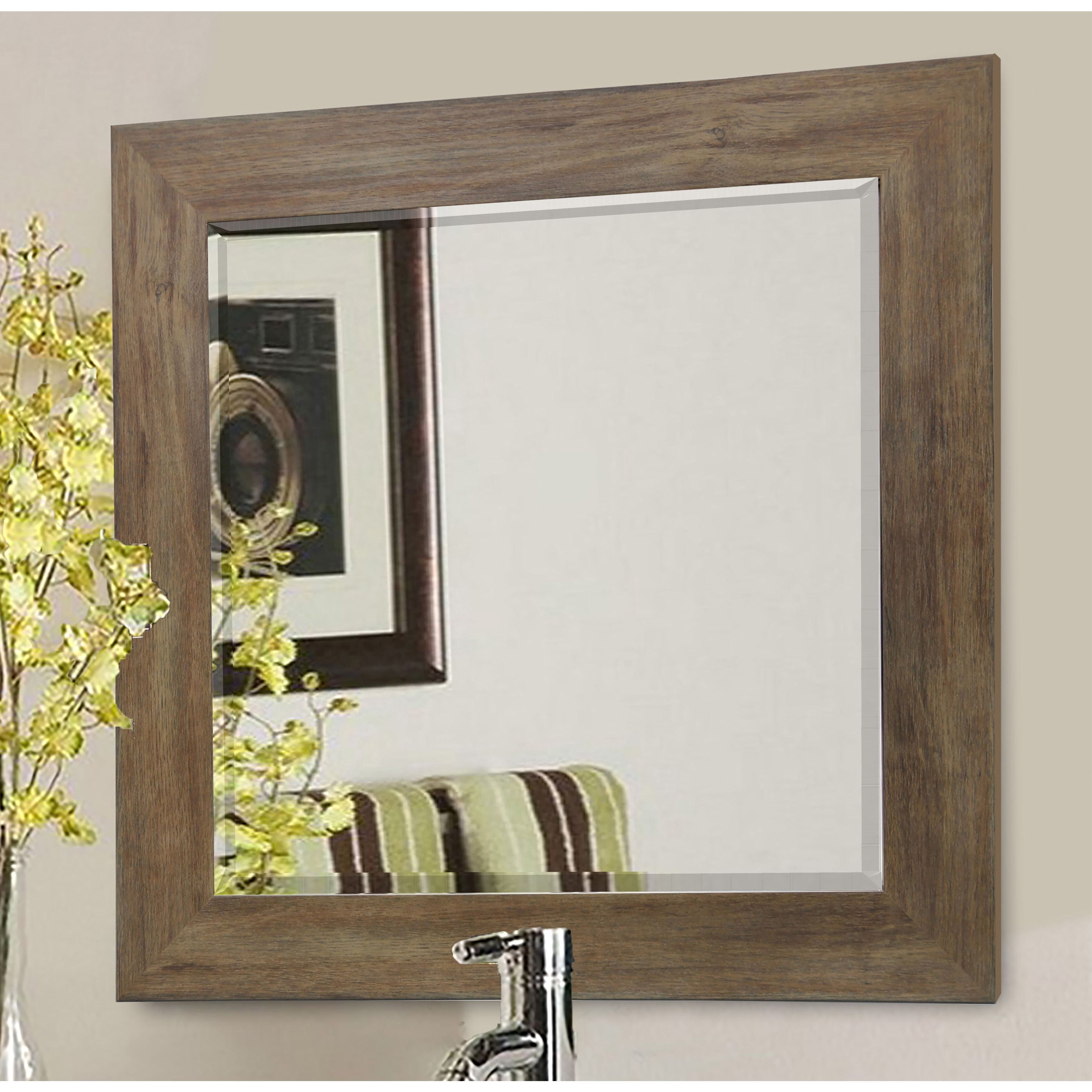 Rayne Mirrors American Made Barnwood Wall Mirror, 35.5" X 35.5"", Brown Finish
