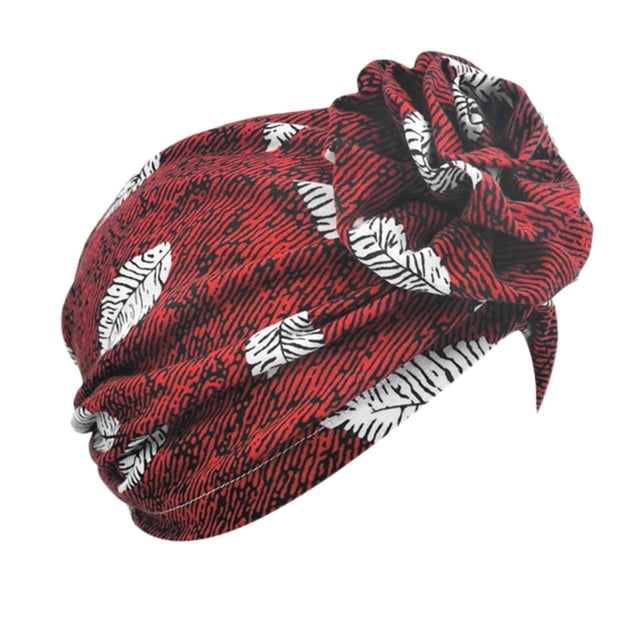 XASZHN Chapeau de Cancer Tête Ethnique Bohème Floral Turban Rouge Taille Unique