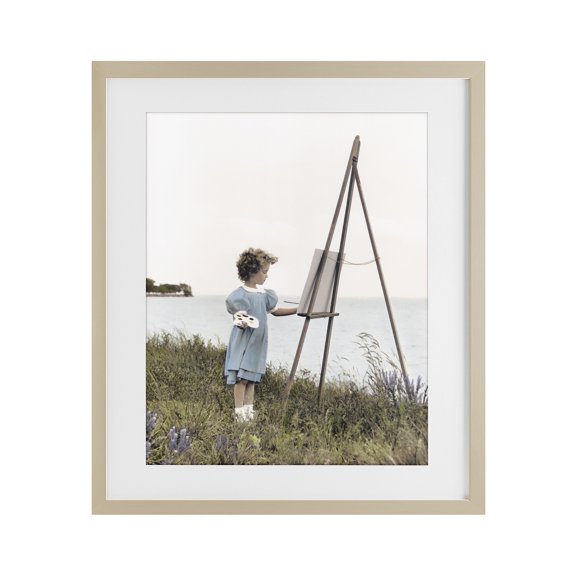 Stupell Industries Child Painting on Easel Birch Framed Print Under Glass, design by Kendra Dew