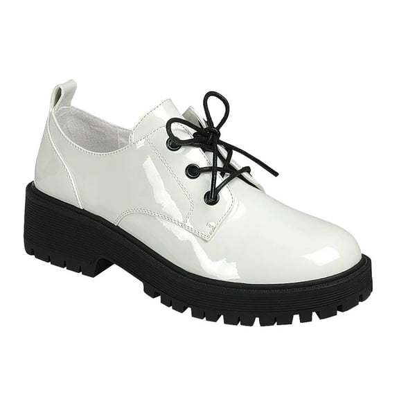 Women’s Classic Polished Lace-Up Lug Sole Loafers