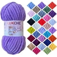 thumbnail image 2 of Velvet Chenille Yarn Super Bulky Soft Yarn - 100g (75.4 yds) - Baby Blanket Yarn for Knitting Amigurumi Fancy Yarn for Crochet Weaving Crafts - Will Not Break or Splinter (Lavander,3 Skein), 2 of 9