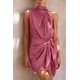 thumbnail image 2 of Vestido PRETTYGARDEN de satén sin mangas con cuello simulado y cinturón ajustable M, 2 of 8