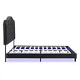 thumbnail image 5 of LHYY Upholstered Bed Button Tufted with Curve Design-Strong Wood Slat Support-Easy Assembly-Black Velvet-With LED light-platform bed-Queen, 5 of 9