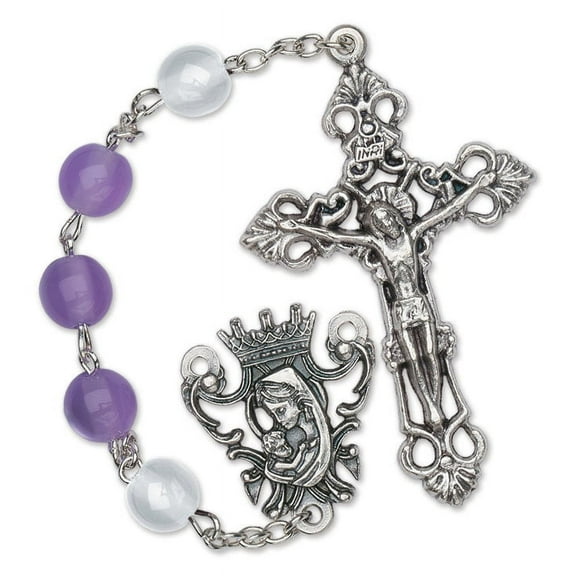 Women's Medium Purple Catholic Rosary Beads, Cat's Eye beads
