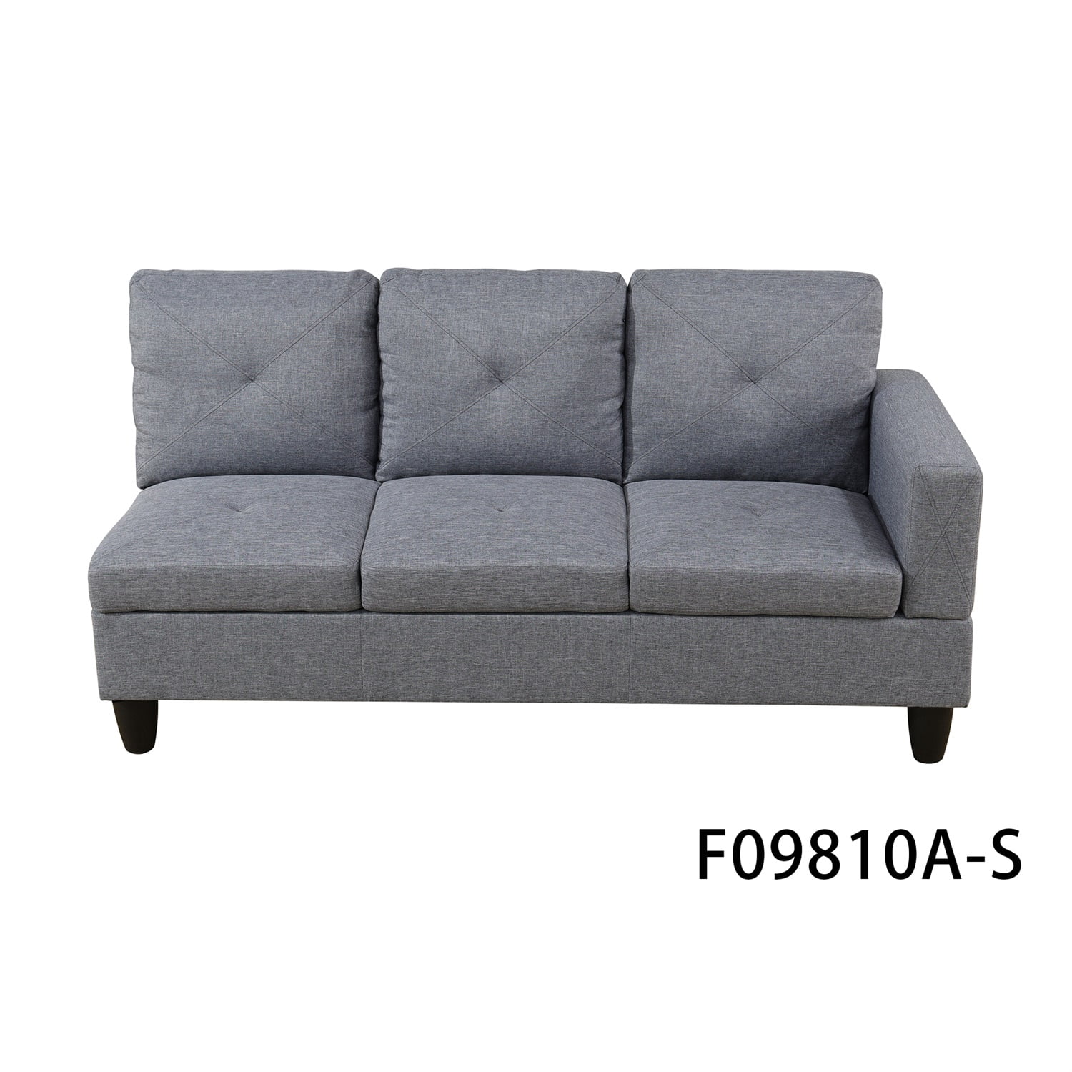Hommoo Linen 4-Seat L-Shape Sectional Couch Sofa, Modern Living Room Furniture Sets, Grey(No Ottoman)