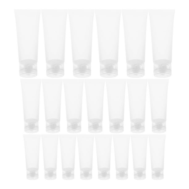 GOOHOCHY 30 botellas de tubos blandos de plástico vacíos rellenables transparentes para viajes, pasta de dientes, champú, loción, limpiador y cremas cosméticas, 20 ml, 30 ml, 50 ml