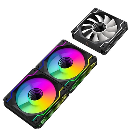 Quanmin Fan 120 3Pin Infinity Mirror Module ARGB PWM Case Fan Wireless Splicing 120mm Reverse Fan Triple Pack Suitable for Computer Case,CPU Cooling