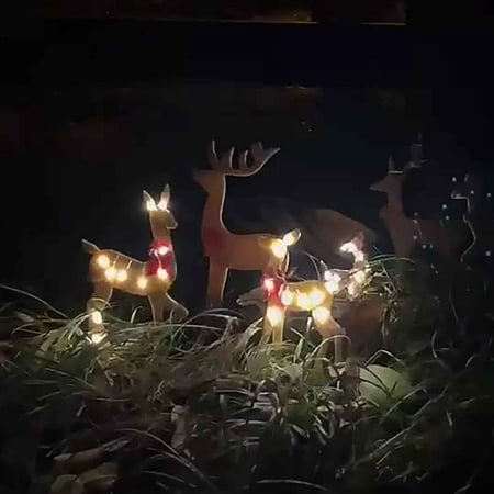

Christmas Outdoor Decoration Clearance 3-Piece Lighted 2D Reindeer Family with 60 L Pre-Lit Light Up Deer Set Waterproof Outdoor Christmas Deer Decorations for Yard Patio Garden Party