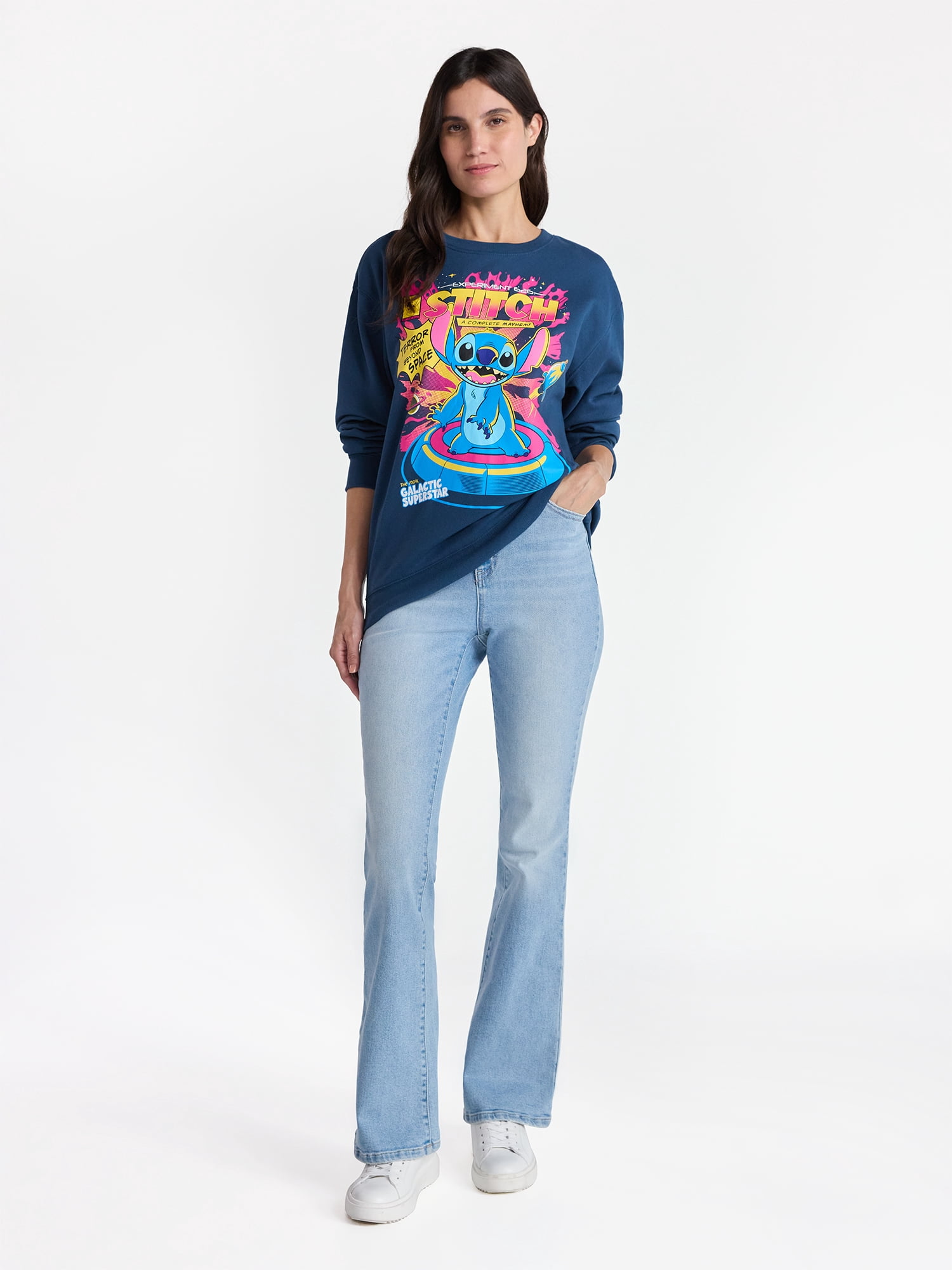 Disney Women's Stitch Sweatshirt with Long Sleeves, Sizes XXS-XXL