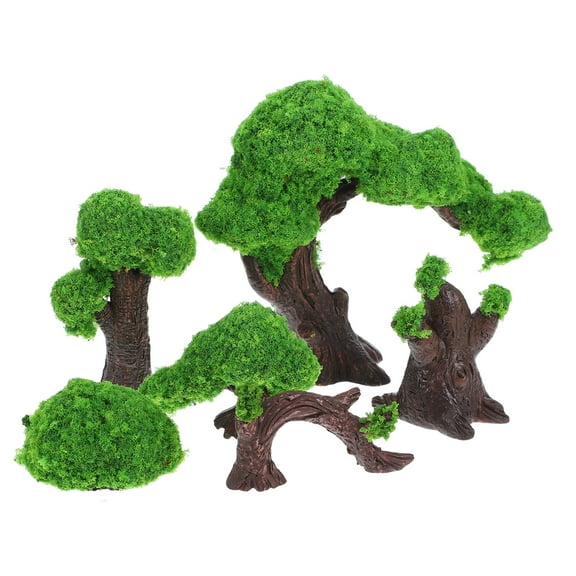 DRAFIDEEP miniature pine trees Simulation Tree Green Resin 6Pcs