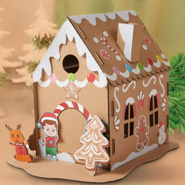 Christmas Cardboard House Kits Play Fun Small Houses DIY Crafts